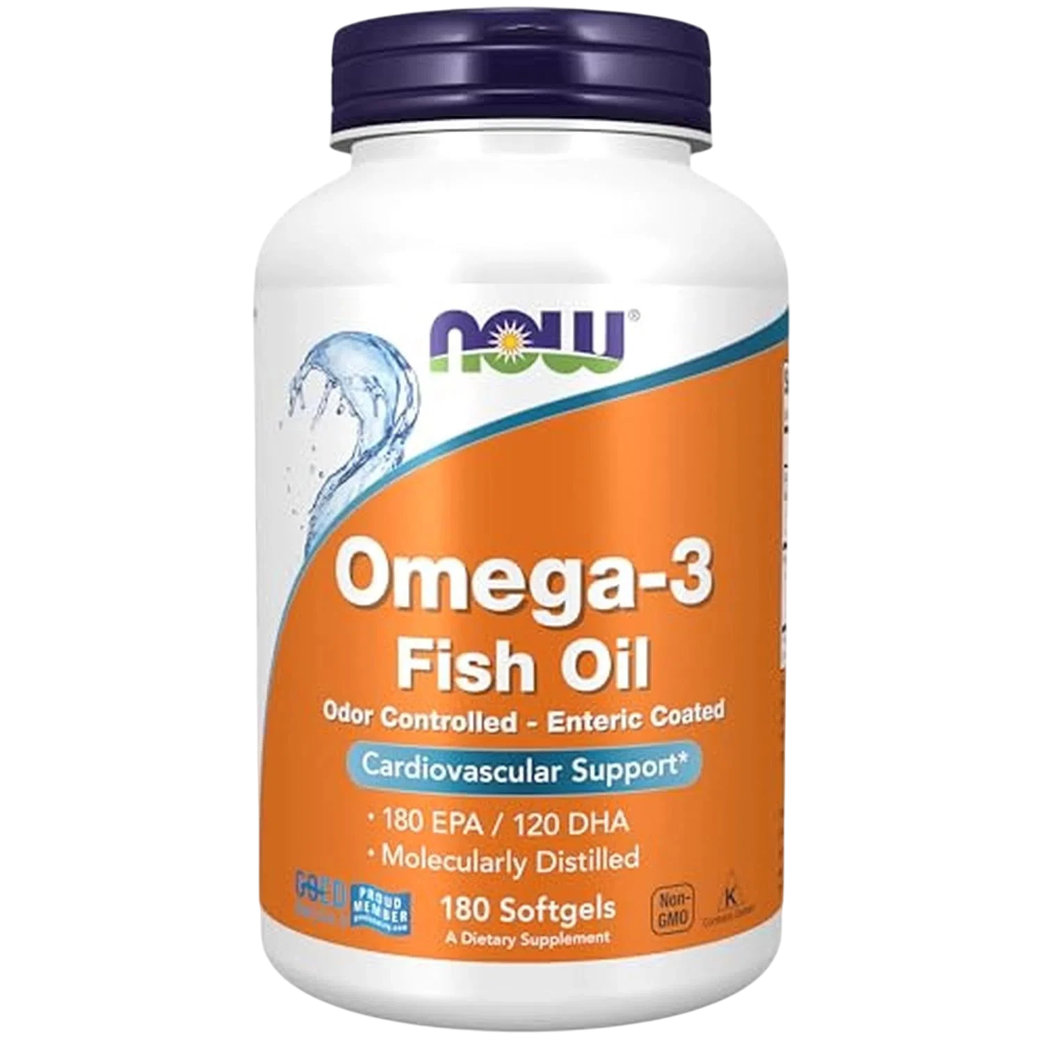 Omega-3 destiladas molecularmente y con recubrimiento entérico, 180 Softgels – NOW Foods-Wellu